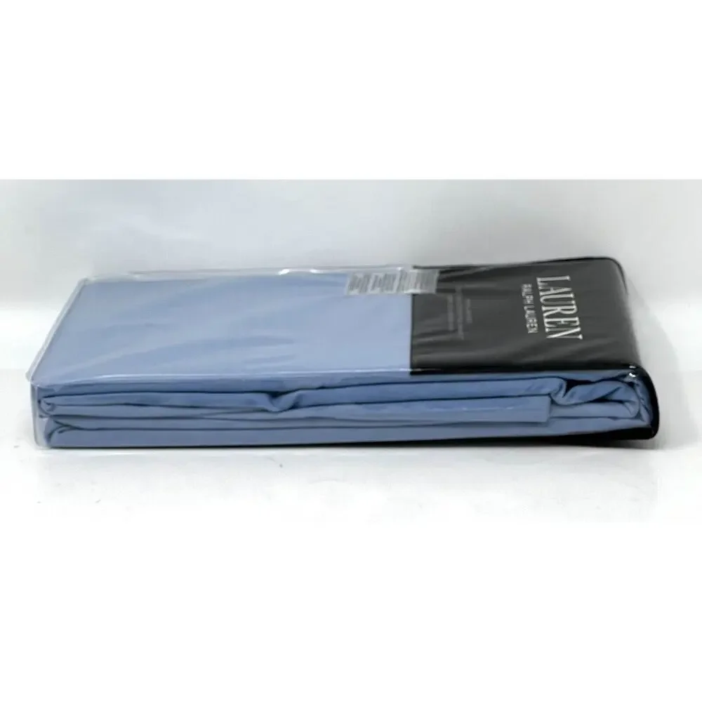 Ralph Lauren SLOANE King Sz Pillowcases Antimicrobial Light Blue Cotton Percale